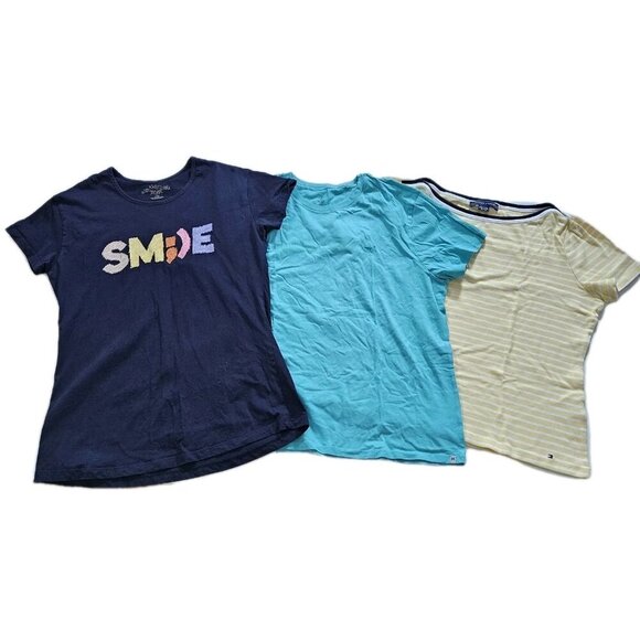 T Shirt Womens XL Lot of 3 Tommy Hilfiger Hurley Cotton Stretch Kidley Cottage - Picture 1 of 16
